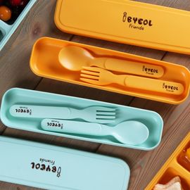 [I-BYEOL Friends] Infant Spoon and Fork Yellow _ Toddler and Kids, Toddler Utensils, Microwave Dishwasher Safe, BPA Free _ Made in KOREA
